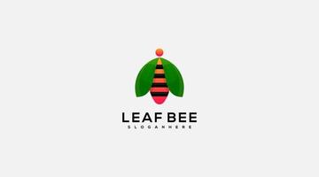 icône de conception de logo de modèle de vecteur d'abeille de feuille