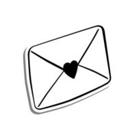 lettre d'amour monochrome sur silhouette blanche et ombre grise. illustration vectorielle thème de la saint-valentin pour la décoration ou tout design. vecteur