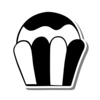 cupcake monochrome sur silhouette blanche et ombre grise. illustration vectorielle pour la décoration ou toute conception. vecteur