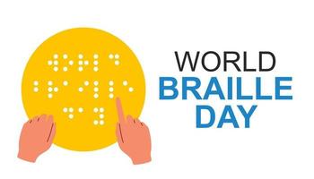journée mondiale du braille. alphabet pour aveugles, lecture des signes de code braille. 4 janvier symbole vectoriel plat.