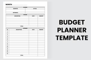 modèle de planificateur de budget avec des sections pour les économies, les revenus et les dépenses vecteur