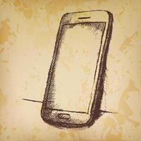 croquis dessiné main de téléphone portable avec ombre vecteur