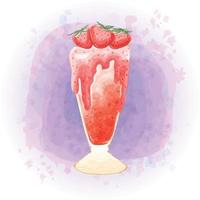 aquarelle fraise smoothie milkshake boissons froides graphiques 05 vecteur