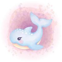 illustration d'animaux marins de caractère dauphin aquarelle vecteur