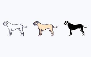 icône illustration de races de chiens bullmastiff vecteur