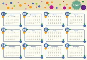 Modèle de vecteur de calendrier mensuel imprimable 2018