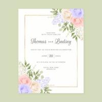 fond d'invitation de mariage roses pastel vecteur