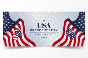 bonne fête des présidents américains 21 février bannière horizontale avec illustration de drapeau ondulant vecteur