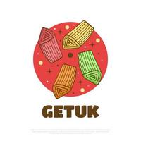 illustration de getuk, nourriture traditionnelle indonésienne ou collation à base de manioc avec noix de coco râpée mélangée vecteur