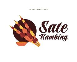 illustration de sate kambing ou satay d'agneau, menu populaire ou nourriture en indonésie, servi avec de la sauce soja vecteur