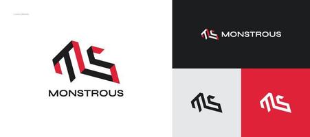 logo monogramme initial abstrait m et s. logo de lettre ms ou sm pour l'identité de la marque d'entreprise vecteur