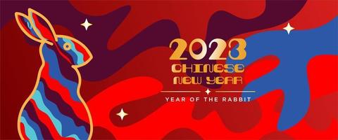 nouvel an chinois 2023 année du lapin - symbole du zodiaque chinois, concept du nouvel an chinois, design d'arrière-plan moderne et coloré vecteur