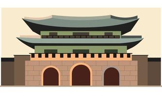 conception d'illustration de maison hanok, un concept d'illustration couleur de l'architecture coréenne traditionnelle. le bâtiment est réalisé à l'aide de solutions de couleurs neutres. impression textile et papier vecteur