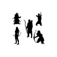 archer, ensemble, silhouette, icône, logo vecteur