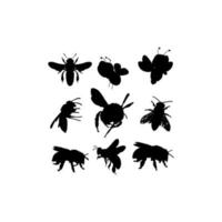 conception de silhouette de jeu de mouches d'abeilles vecteur
