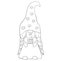 fille de gnome de noël dessin animé pour livre de coloriage. conception linéaire pour les livres de coloriage pour enfants. vecteur