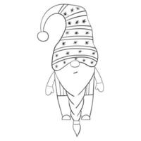 gnome de noël de dessin animé pour les livres à colorier. conception linéaire pour les livres de coloriage pour enfants. vecteur