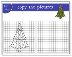 copiez l'image, jeux éducatifs pour les enfants, arbre de noël de dessin animé. vecteur