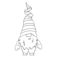 gnome de noël de dessin animé pour les livres à colorier. conception linéaire pour les livres de coloriage pour enfants. vecteur