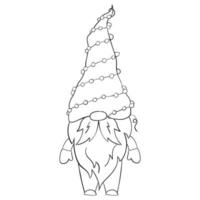 gnome de noël de dessin animé pour les livres à colorier. conception linéaire pour les livres de coloriage pour enfants. vecteur