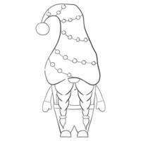 gnome de noël de dessin animé pour les livres à colorier. conception linéaire pour les livres de coloriage pour enfants. vecteur