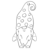 gnome de noël de dessin animé pour les livres à colorier. conception linéaire pour les livres de coloriage pour enfants. vecteur