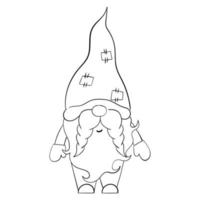 gnome de noël de dessin animé pour les livres à colorier. conception linéaire pour les livres de coloriage pour enfants. vecteur