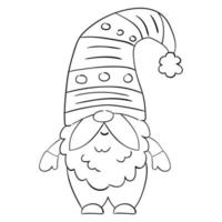 gnome de noël de dessin animé pour les livres à colorier. conception linéaire pour les livres de coloriage pour enfants. vecteur