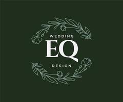 eq initiales lettre collection de logos de monogramme de mariage, modèles minimalistes et floraux modernes dessinés à la main pour cartes d'invitation, réservez la date, identité élégante pour restaurant, boutique, café en image vectorielle vecteur