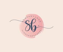 logo féminin initial sb. utilisable pour les logos nature, salon, spa, cosmétique et beauté. élément de modèle de conception de logo vectoriel plat.