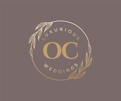 oc initiales lettre modèle de logos de monogramme de mariage, modèles minimalistes et floraux modernes dessinés à la main pour cartes d'invitation, réservez la date, identité élégante. vecteur