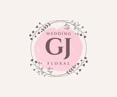 modèle de logos de monogramme de mariage lettre initiales gj, modèles minimalistes et floraux modernes dessinés à la main pour cartes d'invitation, réservez la date, identité élégante. vecteur