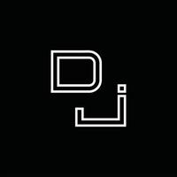 monogramme de logo dj avec modèle de conception de style de ligne vecteur