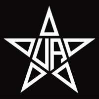 monogramme du logo ua avec modèle de conception en forme d'étoile vecteur