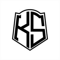 monogramme de logo ks avec modèle de conception de contour en forme de bouclier vecteur