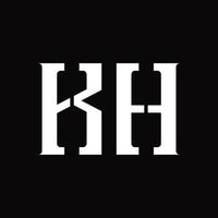 monogramme du logo kh avec modèle de conception de tranche moyenne vecteur