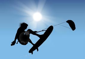 Vecteur libre de silhouette de kitesurf