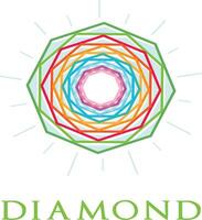 logo diamant, motif abstrait écrasant. logotype de pierres précieuses colorées. vecteur