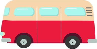 mini bus rouge, illustration, vecteur sur fond blanc.