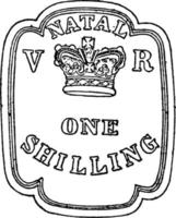 timbre natal d'un shilling, 1857, illustration vintage vecteur