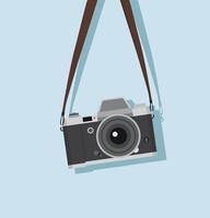 appareil photo vintage suspendu dans un style plat vecteur