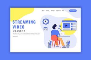 concept de design plat de vidéo en streaming, médias sociaux vecteur