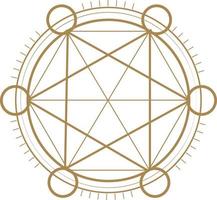 cercle magique, symbole de géométrie mystique. alchimie linéaire, occulte, signe philosophique. vecteur