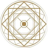 cercle magique, symbole de géométrie mystique. alchimie linéaire, occulte, signe philosophique. vecteur