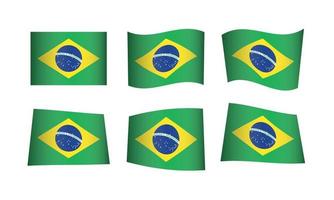 jeu d'icônes de drapeau agitant le vecteur du brésil