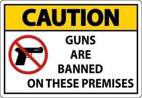Attention signe d'interdiction des armes à feu, aucun signe d'armes à feu sur fond blanc vecteur