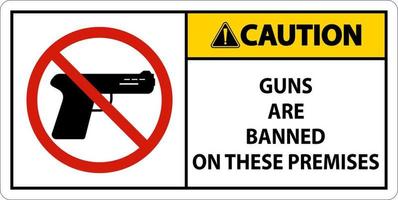 Attention signe d'interdiction des armes à feu, aucun signe d'armes à feu sur fond blanc vecteur