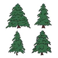 sapin de noël clipart dessiné à la main. ensemble de griffonnages en épicéa. élément unique pour carte, impression, design, décor vecteur