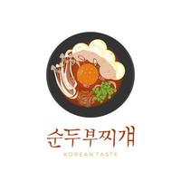 prêt à manger chaud sundubu jjigae illustration logo vecteur