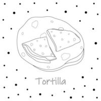 tas de tortilla mexicaine de maïs avec lettrage. cuisine traditionnelle latino-américaine. nourriture mexicaine vecteur
